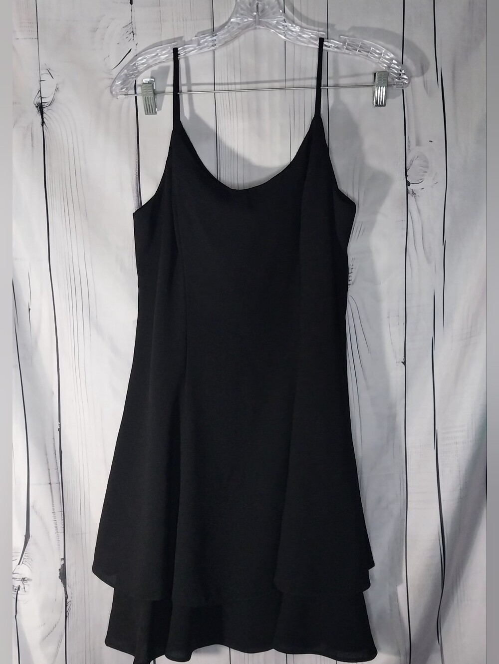 Rampage Vintage Black Spaghetti-Strap Whimsigoth Fairy Grunge Layered Slip Dress